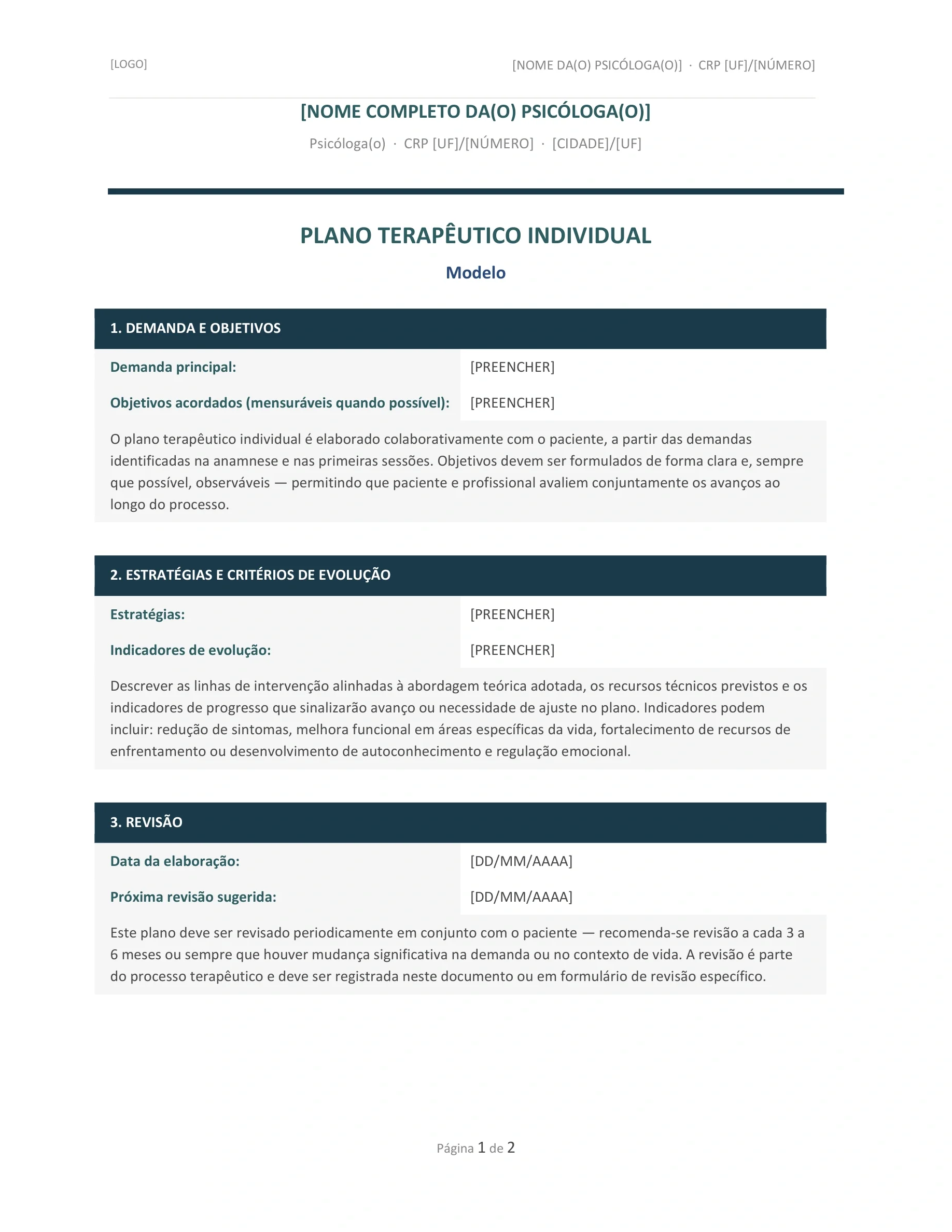 Plano Terapêutico